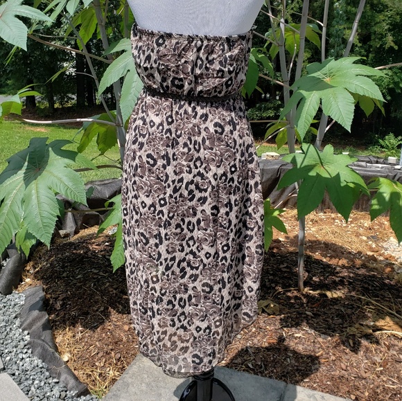 Closet Cleanout! DNA Couture Chiffon Jaguar Rose Print Dress - Picture 3 of 6